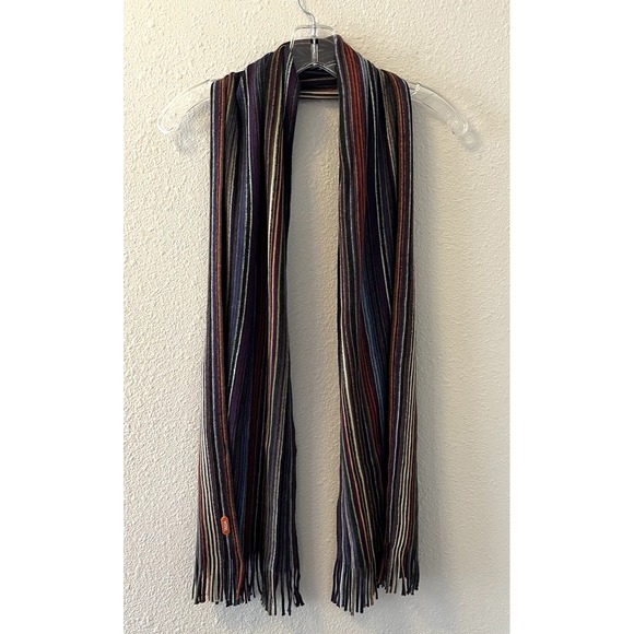 TALLIA Accessories - Y2K Style Thin Scarf Knit Fringe Rainbow Colorful Long Tallia